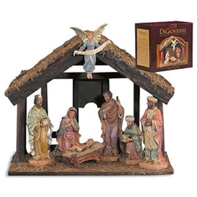 Nativity w/Wood Stable Set (7 Pc) | SHOPtheWORD
