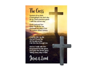 Hematite Pocket Cross W/Wallet Card (Pack Of 50) | SHOPtheWORD