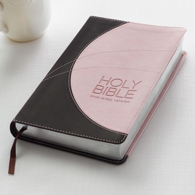 KJV Deluxe Gift Bible-Brown/Pink LuxLeather | SHOPtheWORD