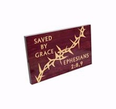 Wall Plaque-Cornered-Crown Of Thorns/Saved By Grace (22.5" x 13.5") | SHOPtheWORD