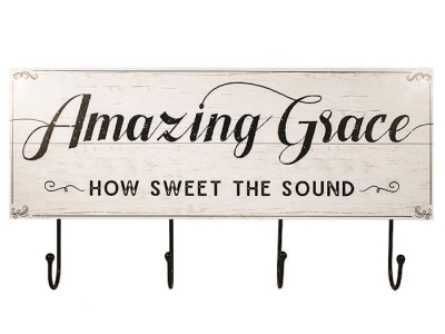 Wall Hanging w/Hooks-Amazing Grace-Wood | SHOPtheWORD