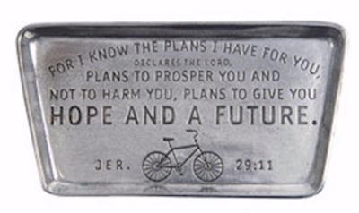 Trinket Dish-Jeremiah 29:11/Bike-Pewter | SHOPtheWORD