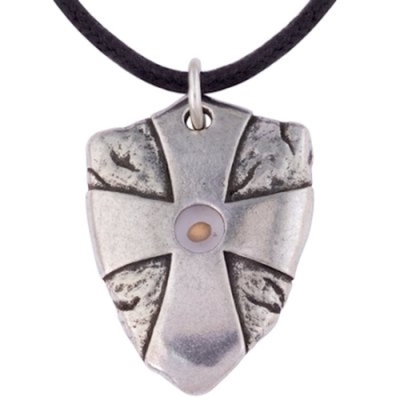 Necklace-Mustard Seed Shield w/24" Cord-Pewter (Adjustable) (Carded) | SHOPtheWORD