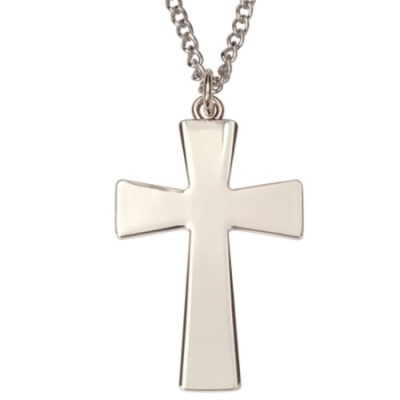 Necklace-Large Flared Cross w/24" Chain-Silver Tone (Carded) | SHOPtheWORD
