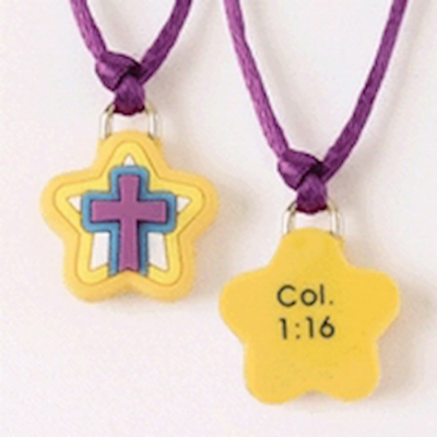 Necklace-Star/Cross/Colossians 1:16 w/24" Chain-Rubber (Adjustable) (Carded) | SHOPtheWORD