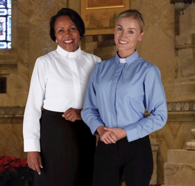 Clergy Blouse-Womens-Long Sleeve-Tab Collar-Black (Size 3X) | SHOPtheWORD