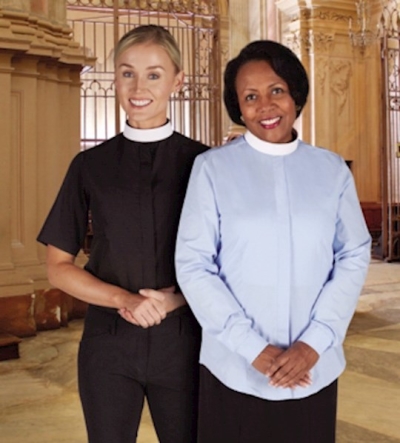 Clergy Shirt-Womens-Short Sleeve-Neckband-Black (Size 18) | SHOPtheWORD