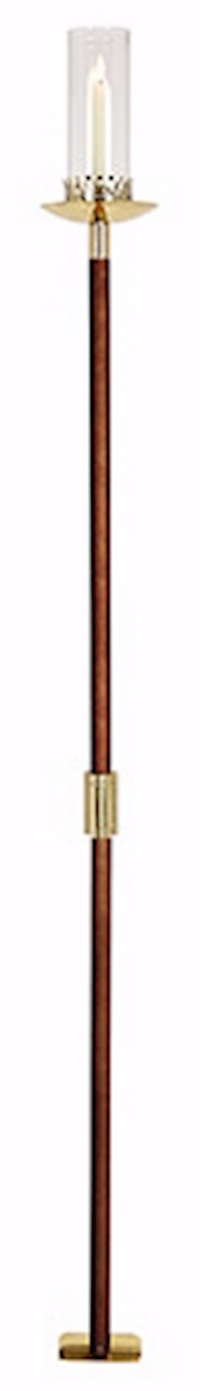Pew End Candlesticks-Permanent Bracket-Brass-Wood-Glass-62" | SHOPtheWORD