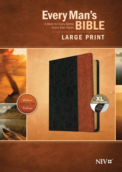NIV Every Man's Bible/Large Print-Black/Tan TuTone Indexed | SHOPtheWORD