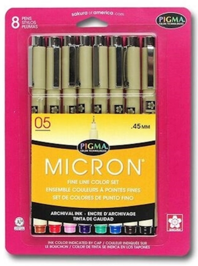 Pen-Pigma Micron (05) Set (8 Pc Assorted Colors) | SHOPtheWORD