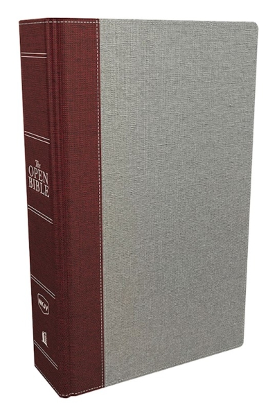 NKJV Open Bible (Comfort Print)-Gray/Red Cloth Over Board | SHOPtheWORD