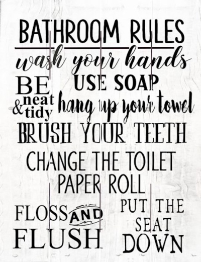 Rustic Pallet Art-Bathroom Rules (9 x 12) | SHOPtheWORD