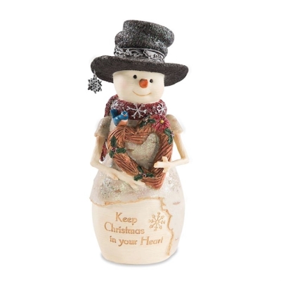 Figurine-Snowman-Christmas Heart (7") | SHOPtheWORD