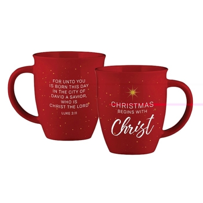 Mug-Christmas Begins With Christ-Red (12 Oz) | SHOPtheWORD