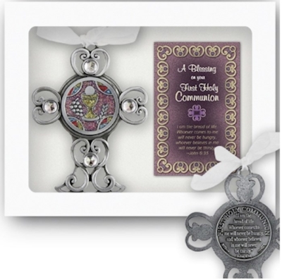 Cross-First Holy Communion w/Gift Card And White Ribbon (4") | SHOPtheWORD