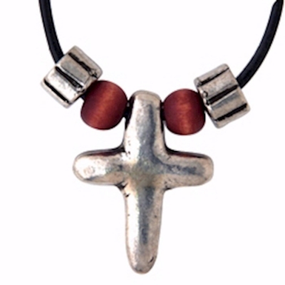 Necklace-Cross-Wood w/18" Chain-Pewter | SHOPtheWORD