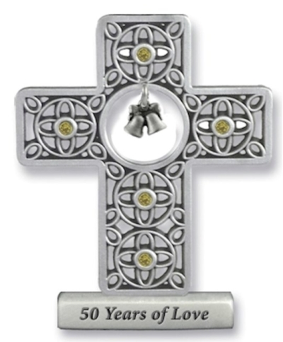 Cross-Filigree-50 Years Of Love w/Topaz Stones-On Stand (3") | SHOPtheWORD