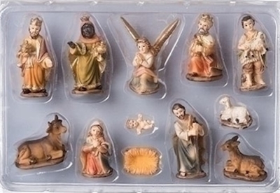 Mini Nativity Set-12 Piece Muted Colors/Earth Tones (2") | SHOPtheWORD