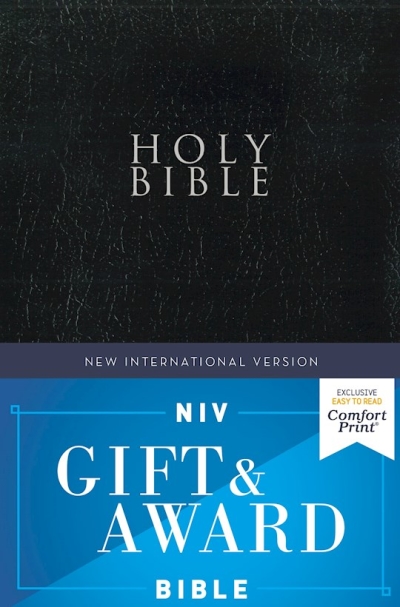 NIV Gift & Award Bible (Comfort Print)-Black Leather-Look | SHOPtheWORD