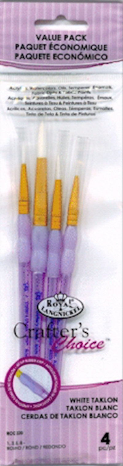 Royal White Taklon Round Soft Grip Paint Brush Set (4 Pieces) | SHOPtheWORD