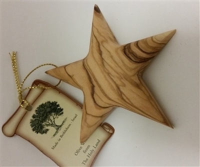 Ornament-Olive Wood-Thick Star (3.25") | SHOPtheWORD