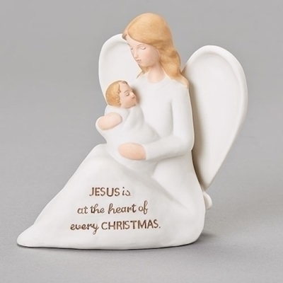 Figurine-Seated Message Angel w/Heart Wings (5") | SHOPtheWORD
