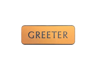 Badge-Contemporary-Greeter-Gold/Black-Pin Back | SHOPtheWORD