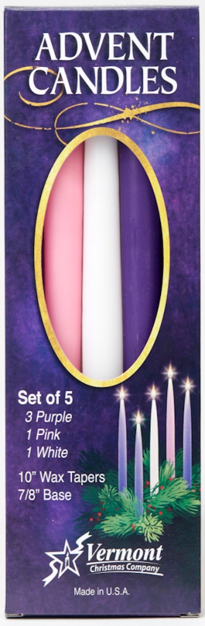 Advent Candle Set-3 Purple/1 Pink/1 White (10") | SHOPtheWORD
