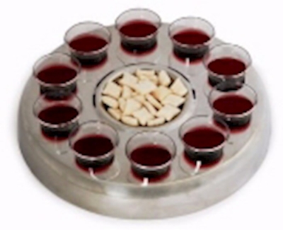 Communion-RemembranceWare-SilverTone-Mic Stand Communion Tray (Stainless Steel) | SHOPtheWORD