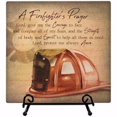 Plaque-Firefighter w/Easel Stand (6" x 6") | SHOPtheWORD