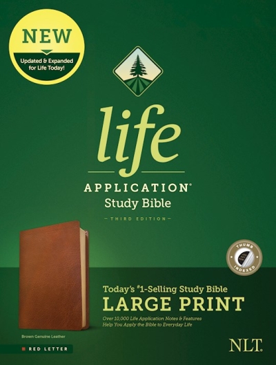 NLT Life Application Study Bible/Large Print (Third Edition) (RL)-Brown Genuine Leather Indexed | SHOPtheWORD