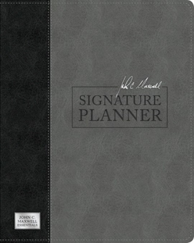 John C. Maxwell Signature Planner-Gray/Black LeatherLuxe | SHOPtheWORD