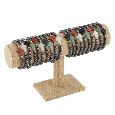 Bracelet-Threads Of Faith-Hematite Cross w/Display (7.5") (4 Asst) (36 Pcs) | SHOPtheWORD