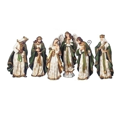 Nativity Set-6 Piece Olive & Gold Patterns (13.5") | SHOPtheWORD
