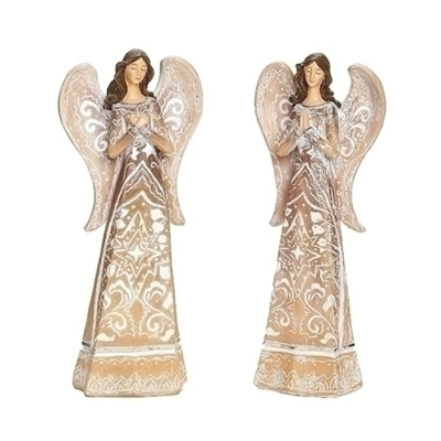 Figurine Set-Angels w/Native American Carvings (Set Of 2) | SHOPtheWORD