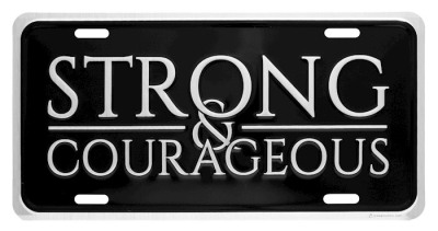 Auto Tag-Deluxe-Strong & Courageous-Silver/Black | SHOPtheWORD