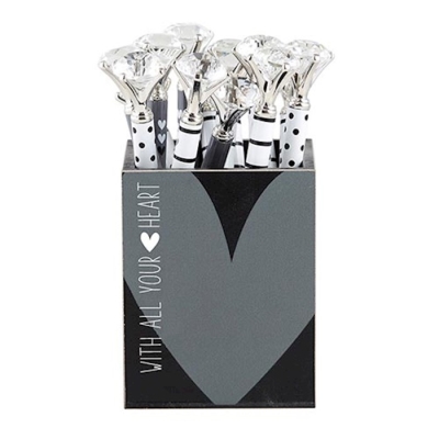 Pen Holder-Gem/With All Your Heart w/18 Pens (3 x 3 x 3.75) | SHOPtheWORD