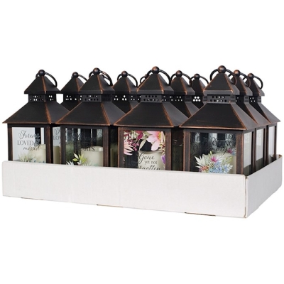 Lantern-Bereavement w/LED Candle & Timer-Black (11" x 4" x 4") (Set Of 12) | SHOPtheWORD