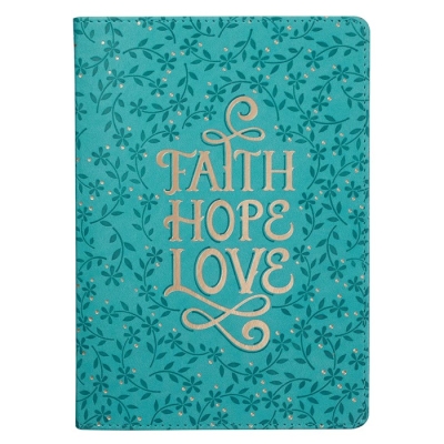 Journal-Classic LuxLeather-Faith Hope Love-Teal by Art Gift Christian | SHOPtheWORD