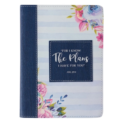 Journal-Classic LuxLeather-For I Know The Plans-Floral by Art Gift Christian | SHOPtheWORD