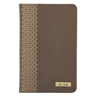 Journal-Leather-Be Still Badge-Brown by Art Gift Christian | SHOPtheWORD