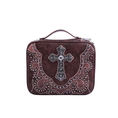 Bible Cover-Rhinestone Cross-Coffee | SHOPtheWORD