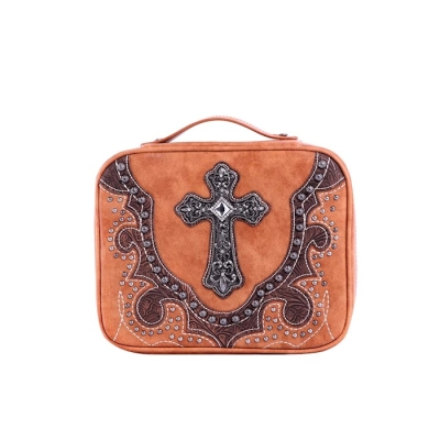 Bible Cover-Rhinestone Cross-Brown | SHOPtheWORD