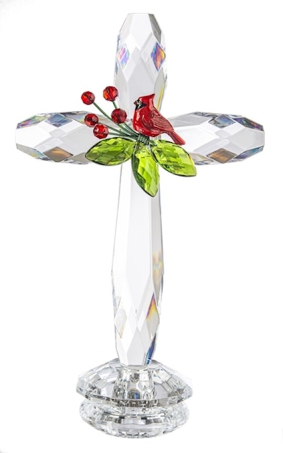 Standing Cross-Clear w/Cardinal (7.5") | SHOPtheWORD