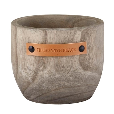 Wood Planter-Filled With Peace-Gray (5.5" x 5") | SHOPtheWORD