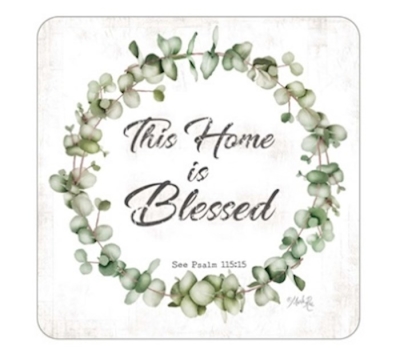 Boxed Coaster Set-Square Cork Back-Blessings (3.75") (Set Of 6) | SHOPtheWORD