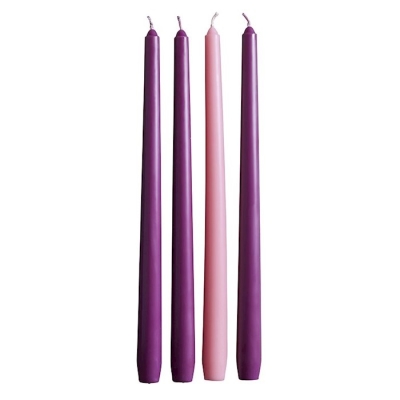 Advent Taper Candle Set (12"H) (Set Of 3 Purple/1 Pink) | SHOPtheWORD