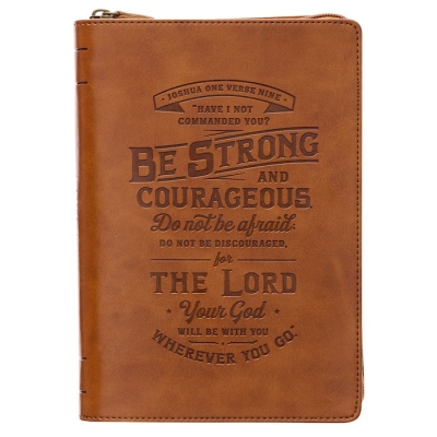 Journal w/Zip Be Strong & Courageous Joshua 1:9 by Art Gift Christian | SHOPtheWORD