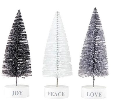 Bottle Brush Tree Set-Love Peace Joy (Set Of 3) | SHOPtheWORD