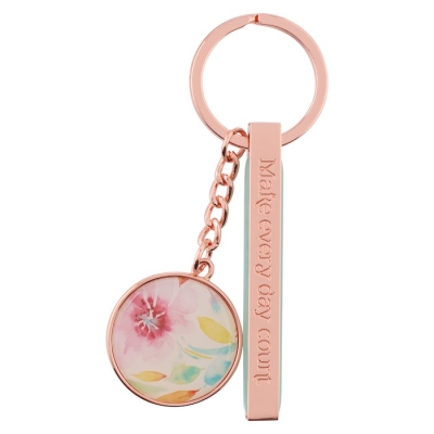 Keyring in Tin-Pink Daisies/Make Every Day Count | SHOPtheWORD